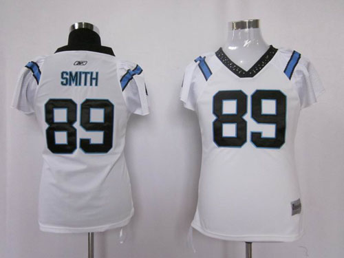 Panthers #89 Steve Smith White Women's Field Flirt Stitched NFL Jersey